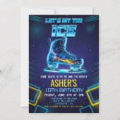 Neon Glow Ice Patinage Anniversaire Invitation (Devant)