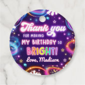 Neon Glow in de donkere disco meisje verjaardagsfe Bedankjes Labels (Voorkant)