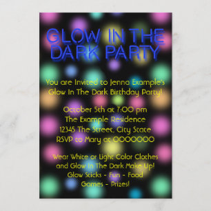 Neon Glow in the Dark Birthday Party Kaart