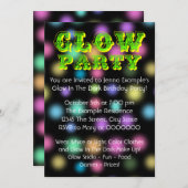 Neon Glow in the Dark Birthday Party Kaart (Voorkant / Achterkant)