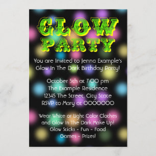 Neon Glow in the Dark Birthday Party Kaart