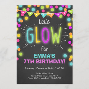 Neon Glow in the Dark Birthday-uitnodiging Kaart