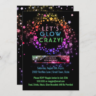 Neon Glow in the Dark Party Kinderen op zaterdag Kaart