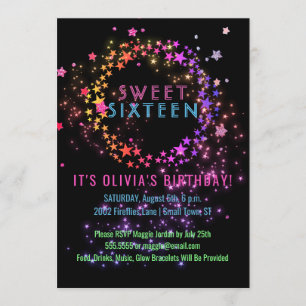 Neon Glow in the Dark Party   Zoet 16 Kaart