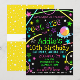 Neon Glow in the Dark Pool Party nodigt uit Kaart