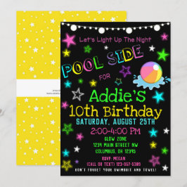 Neon Glow in the Dark Pool Party nodigt uit Kaart