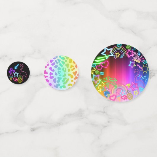Neon Glow in the Dark, Rainbow Cheetah, afdruk Confetti (Voorkanten)