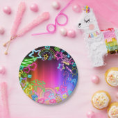 Neon Glow in the Dark, Rainbow Cheetah, afdruk Papieren Bordje (Feest)