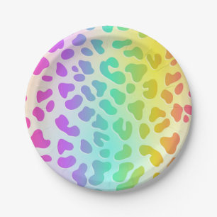 Neon Glow in the Dark, Rainbow Cheetah, afdruk Papieren Bordje