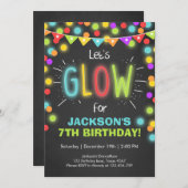 Neon Glow in the Dark Verjaardagsuitnodiging Kaart (Voorkant / Achterkant)