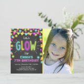 Neon Glow in the Dark Verjaardagsuitnodiging Kaart (Staand voorkant)