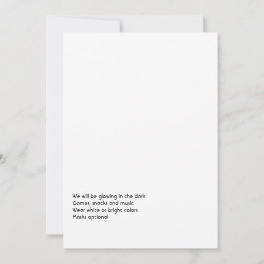 Neon Glow Invitation de fête d'anniversaire (Dos)