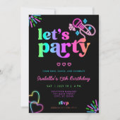 Neon Glow Karaoke Invitation Anniversaire (Devant)