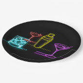 Neon Glow Lichten Kleurrijke Cocktails 21e Verjaar Papieren Bordje (Gekanteld)