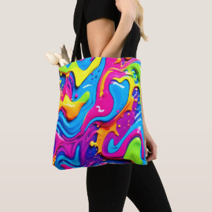 Neon Glow Liquid Splatter kunstwerk Draagtas