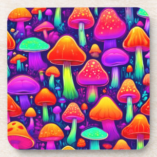 Neon Glow Mushroom Forest Bier Onderzetter