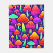 Neon Glow Mushroom Forest Fleece Deken (Voorkant)