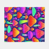 Neon Glow Mushroom Forest Fleece Deken (Voorkant (Horizontaal))