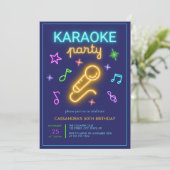 Neon Glow Music Karaoke Verjaardag Kaart (Staand voorkant)