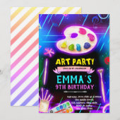 Neon Glow Paint party invitation (Devant / Derrière)