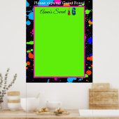 Neon Glow Paint Splatter Sweet 16 Guest Board Poster (Keuken)