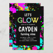 Neon Glow Paint Splatter Verjaardag Kaart (Voorkant / Achterkant)