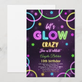 Neon Glow Party Verjaardag Kaart (Voorkant / Achterkant)