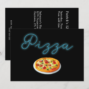 Neon Glow Pizza Feest Uitnodiging