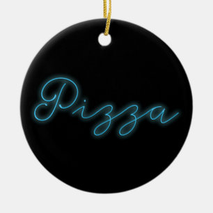 Neon Glow Pizza Keramisch Ornament