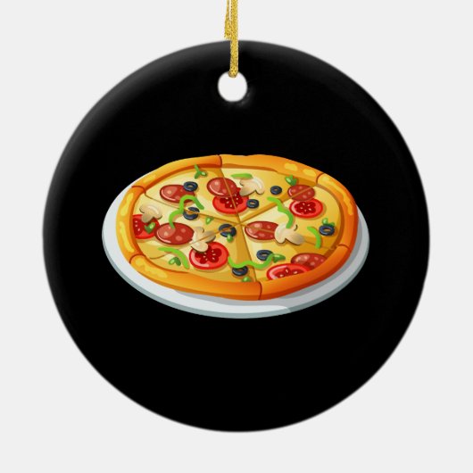 Neon Glow Pizza Keramisch Ornament (Achterkant)