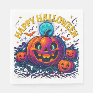 Neon Glow Pompoen “Happy Halloween” Servet