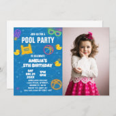 Neon Glow Pool Bash Invitation avec photo (Devant / Derrière)