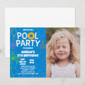 Neon Glow Pool Party Anniversaire Invitation (Devant / Derrière)
