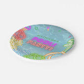 Neon Glow Pool Party Any Age Birthday Papieren Bordje (Gekanteld)