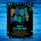 Neon Glow Pool Party Boys Zomer Verjaardagsfeest Kaart