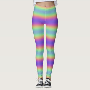 Neon Glow Rainbow Horizontale Stripe Leggings