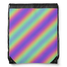 Neon Glow Rainbow Stripe Drawstring sac à dos