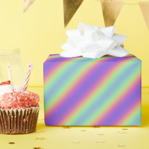 Neon Glow Rainbow Stripe Wrapping Paper Cadeaupapier