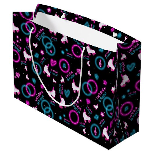Neon Glow Rolschaatsen Let's Roll Pattern Groot Cadeauzakje (Achterkant Gekanteld)