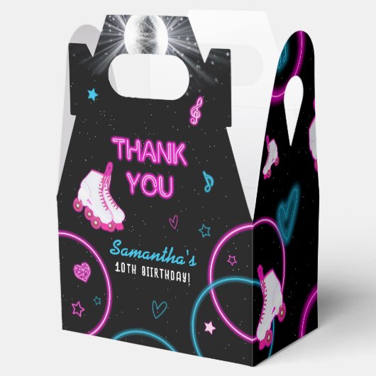 Neon Glow Rolschaatsen Let's Roll Verjaardagsfeest Bedankdoosjes (Geopend)