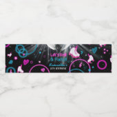 Neon Glow Rolschaatsen Let's Roll Verjaardagsfeest Waterfles Etiket (Enkel label)