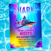 Neon Glow Shark Invitation d'anniversaire