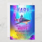Neon Glow Shark Invitation d'anniversaire (Devant)
