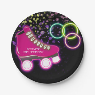 Neon Glow Skate Verjaardagsfeest Skaten Papieren Bordje