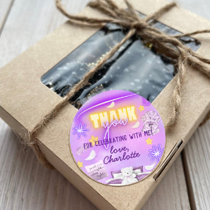 Neon Glow Sleepover Slumber Party Dank u Ronde Sticker