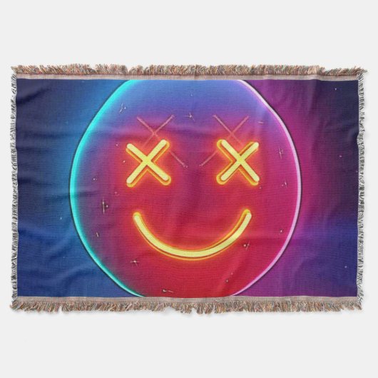 Neon Glow Smiley Face Deken (Voorkant)