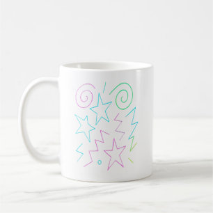 Neon Glow Stars & Swirls Patroon Koffiemok