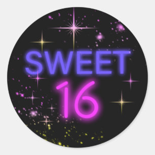 Neon Glow Sweet 16 ID760 Ronde Sticker