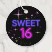 Neon Glow Sweet 16 Name ID760 Bedankjes Labels (Voorkant)