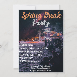 Neon Glow Up: Tropische Vibes Lente Break Party Kaart